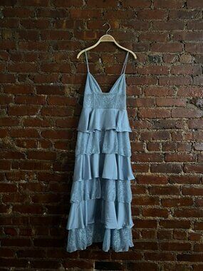 WeWoreWhat tiered baby blue wedding guest dress